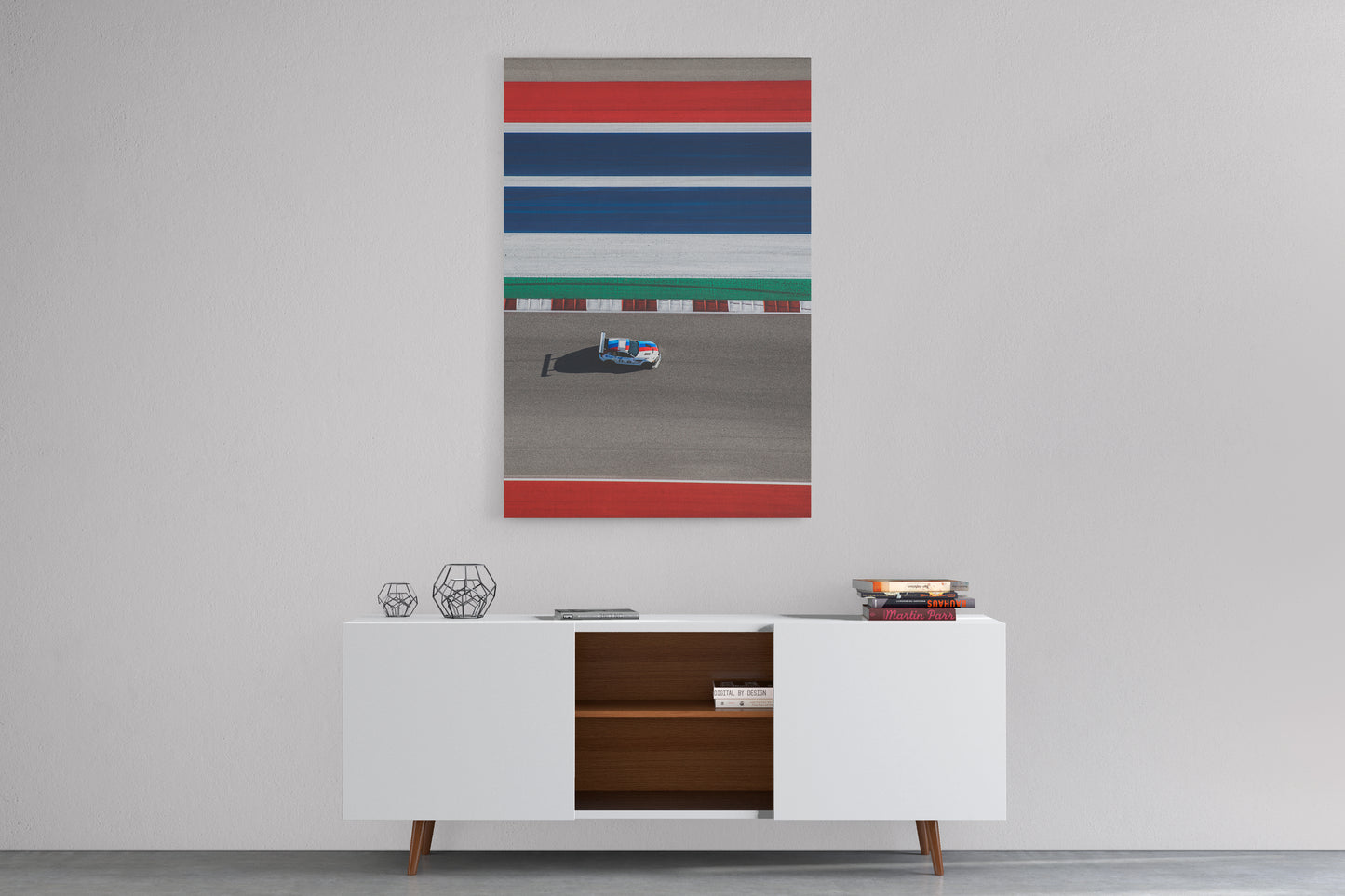 White BMW | Circuit of the Americas on Canvas