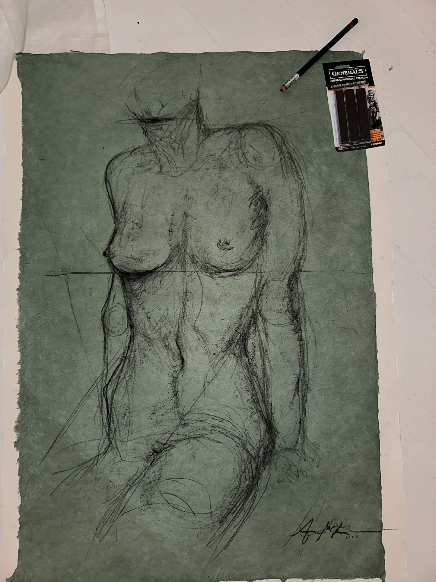 Aegean Teal Woman - Charcoal Sketch